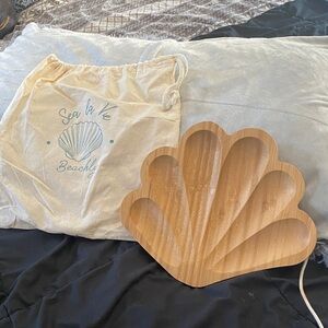 Beachly Bamboo Wood Bombshell Catchall Tray Seashell Trinket Dish Beach Decor